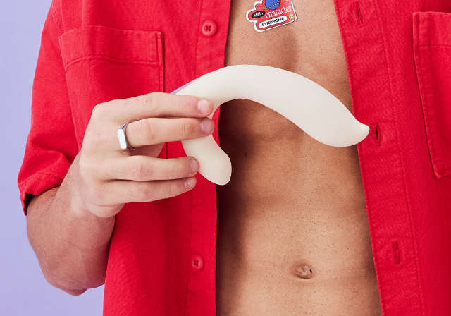 A dual-ended silicone vibrator showing both arms