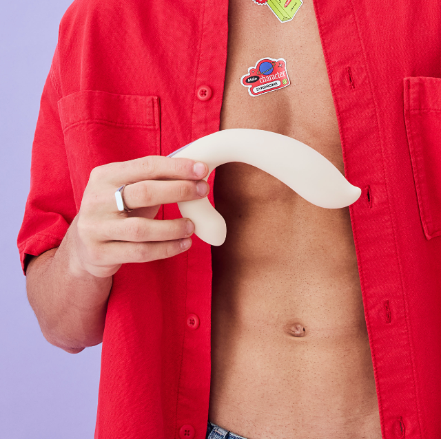 A dual-ended silicone vibrator showing both arms